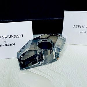 NIB $189 Atelier Swarovski Elegant Large Candle Holder Grey Crystal #5404299